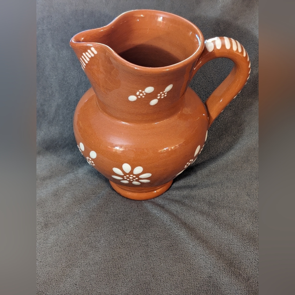 Hand-painted Traditional Portuguese Glazed Terracotta Wine Sangria Pitcher